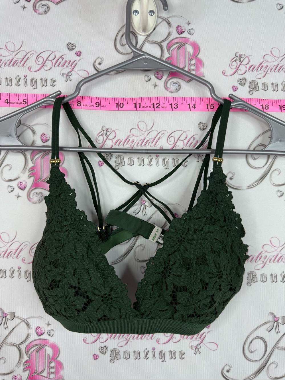aerie Dark Green Lace Bralette - Floral Crochet